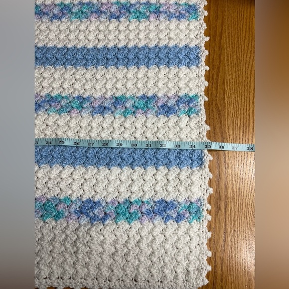 Handmade Crochet knit Multicolored Afghan Baby Blanket 35x48 - Picture 4 of 5